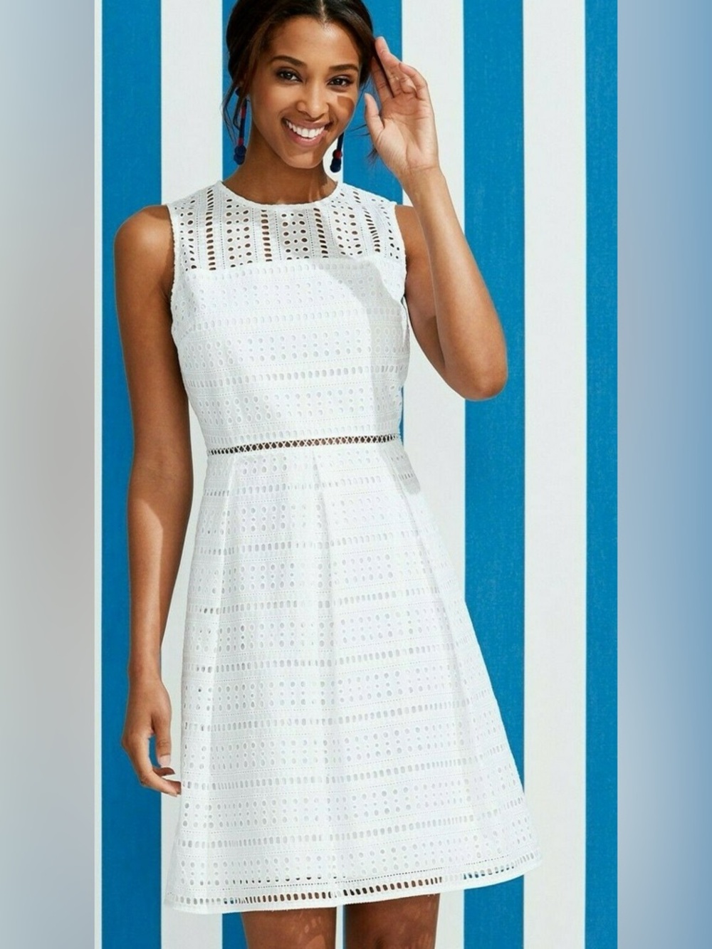Vineyard Vines White Eyelet Fit & Flare Shift Dress